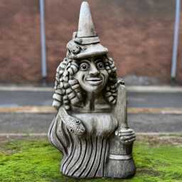 Concrete Witch Statue Stone Sorceress Sculpture Handmade Spooky Figurine Outdoor Garden Ornament Magic Decoration Yard Art - thumbnail 1