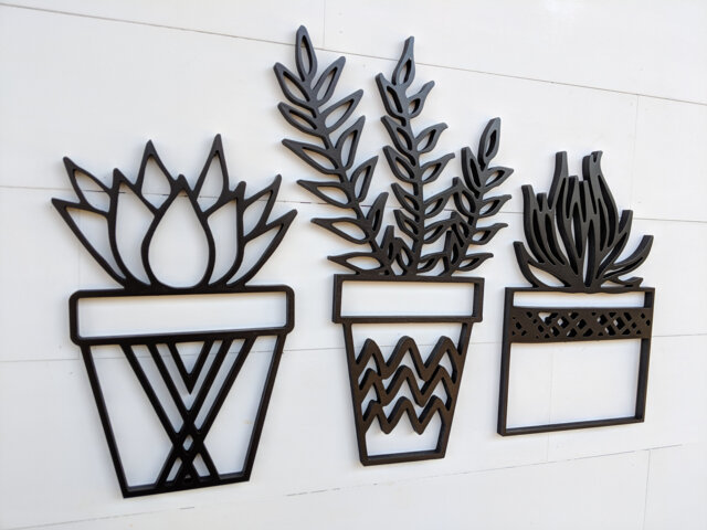 Geometric Plant Wall Hanging Birch Plywood Decor - image 1
