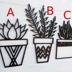 Geometric Plant Wall Hanging Birch Plywood Decor - thumbnail 2
