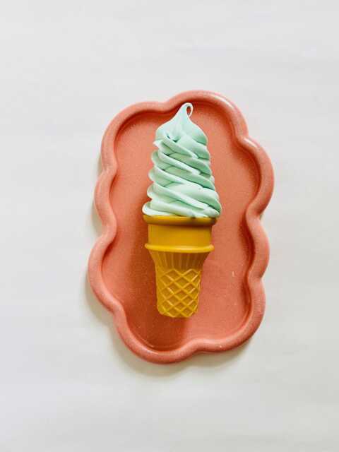 Soft Mint Ice Cream Wall Hanging/ Dopamine Decor/ Maximalist Fake Food/ Food Pop Art/ Sculpture/ Funky Decor/Kitchen - image 1