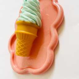 Soft Mint Ice Cream Wall Hanging/ Dopamine Decor/ Maximalist Fake Food/ Food Pop Art/ Sculpture/ Funky Decor/Kitchen - thumbnail 3