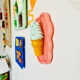 Soft Mint Ice Cream Wall Hanging/ Dopamine Decor/ Maximalist Fake Food/ Food Pop Art/ Sculpture/ Funky Decor/Kitchen - thumbnail 4