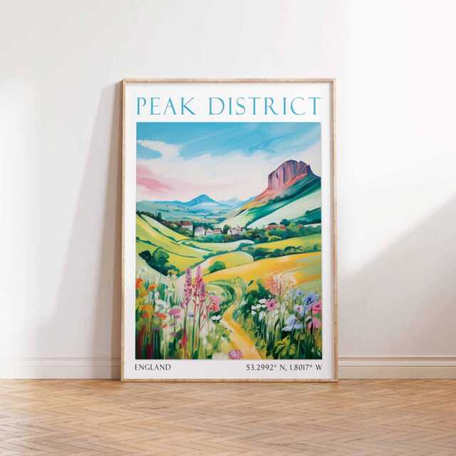 Peak District Travel Print, Poster, Landscape England Wall Art, English Decor, Gift - image 1