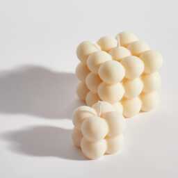 Sculptural Bubble Candle Set - Handmade Soy Wax, Cream Decor