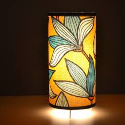 Yellow Floral Table Lamp, Tube Lamp For Living Room, Bedroom - thumbnail 3