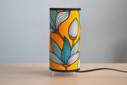 Yellow Floral Table Lamp, Tube Lamp For Living Room, Bedroom - thumbnail 1