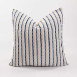 Neutral & Blue Striped Throw Pillow Cushion Cover, Off-White Beige Oatmeal Fabric, Farmhouse, Nautical
