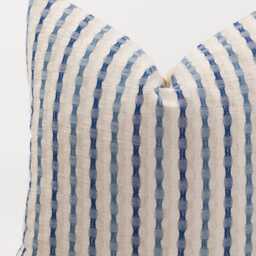 Neutral & Blue Striped Throw Pillow Cushion Cover, Off-White Beige Oatmeal Fabric, Farmhouse, Nautical - thumbnail 2