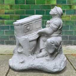 Outdoor Pianist Statue Stone Musician Sculpture Handcrafted Piano Player Figurine Artistic Decor Elegant Indoor Ornament Durable Cement Art - thumbnail 4