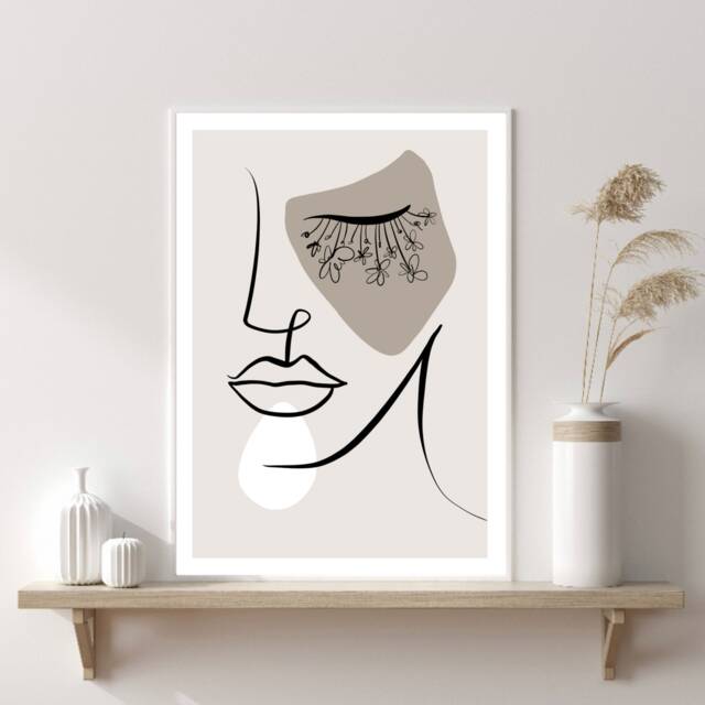 Woman Line Drawing, Single Art, Female Face Art Print, Prints, Abstract Drawing Feminine Poster, Wall Poster - image 1