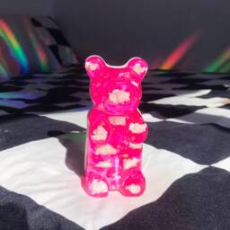 Giant Resin Gummy Bear - Large Pop Art Sculpture Pink With Clouds Candy Decor Funky Home - thumbnail 4