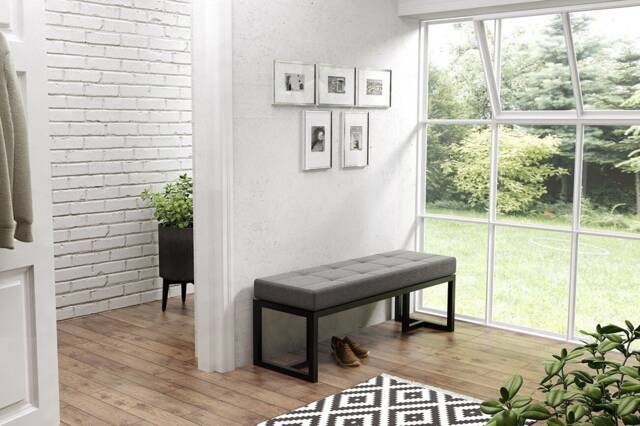 Leather Bench With Metal Frame - Tufted Entryway Bench, Modern Hallway Seating, Bedroom Handmade Upholstered Seat, Custom Size&colors - image 1
