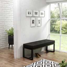 Leather Bench With Metal Frame - Tufted Entryway Bench, Modern Hallway Seating, Bedroom Handmade Upholstered Seat, Custom Size&colors - thumbnail 4