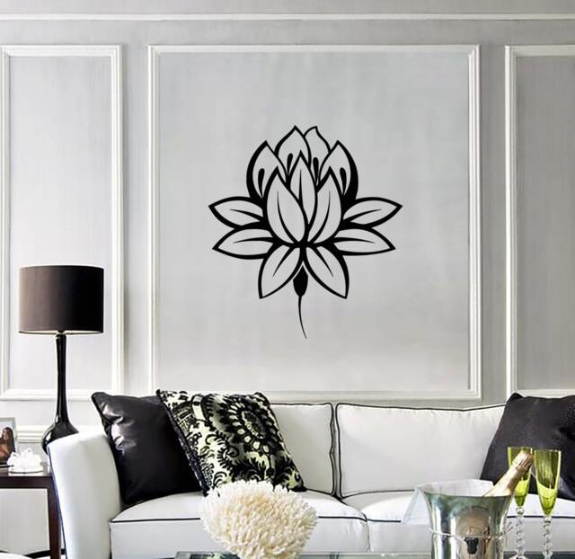 Sacred Lotus Wall Sticker - Elegant Floral Vinyl Decal For Bedroom, Living Room, Or Boho Decor - #1241Di - image 1