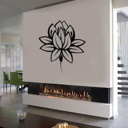 Sacred Lotus Wall Sticker - Elegant Floral Vinyl Decal For Bedroom, Living Room, Or Boho Decor - #1241Di - thumbnail 3