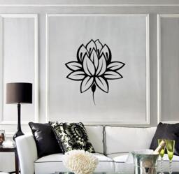 Sacred Lotus Wall Sticker - Elegant Floral Vinyl Decal For Bedroom, Living Room, Or Boho Decor - #1241Di - thumbnail 1