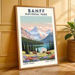 Banff National Park Vintage Travel Poster Alberta Landscape Art - thumbnail 3