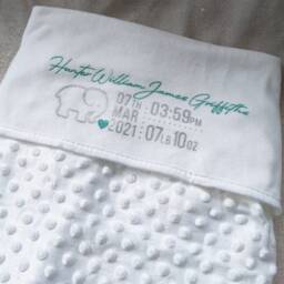 Personalised Baby Blanket - Newborn Gift Nursery Decor Shower Gender Reveal New Girl Boy - thumbnail 3