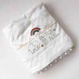 Personalised Baby Blanket - Newborn Gift Nursery Decor Shower Gender Reveal New Girl Boy - thumbnail 2