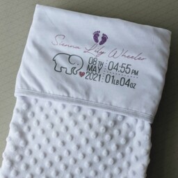 Personalised Baby Blanket - Newborn Gift Nursery Decor Shower Gender Reveal New Girl Boy