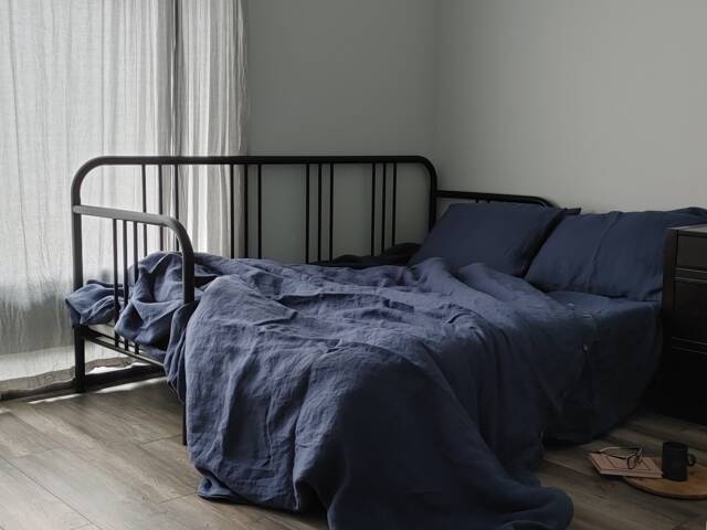 Vintage Indigo Hemp Duvet Cover & Pillowcases Set, Custom Made Soft Bedding - image 1