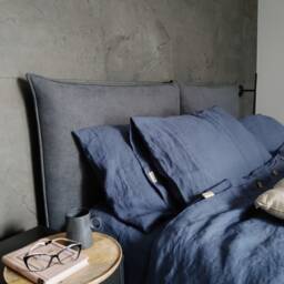 Vintage Indigo Hemp Duvet Cover & Pillowcases Set, Custom Made Soft Bedding - thumbnail 2