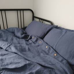 Vintage Indigo Hemp Duvet Cover & Pillowcases Set, Custom Made Soft Bedding - thumbnail 4