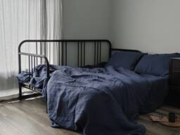 Vintage Indigo Hemp Duvet Cover & Pillowcases Set, Custom Made Soft Bedding - thumbnail 1