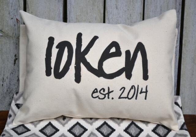 Cotton Anniversary, Anniversary Gift Idea, Housewarming Gift, Wedding Last Name, Newlywed Gift Pillow, 2nd -Loken - image 1