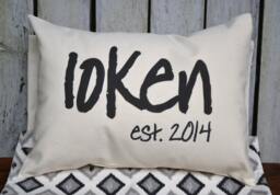 Cotton Anniversary, Anniversary Gift Idea, Housewarming Gift, Wedding Last Name, Newlywed Gift Pillow, 2nd -Loken - thumbnail 1