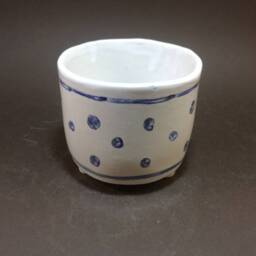 Handmade Ceramic Planter With Feet Blue Dot Pottery Cactus Pot - thumbnail 3