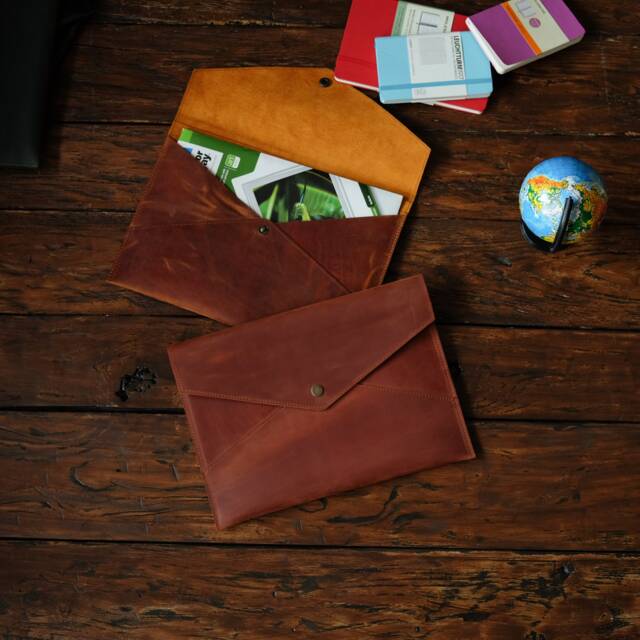 Handmade Leather A4 Document Folder, Personalized Office Envelope - image 1