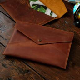 Handmade Leather A4 Document Folder, Personalized Office Envelope - thumbnail 2
