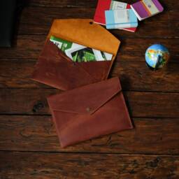Handmade Leather A4 Document Folder, Personalized Office Envelope