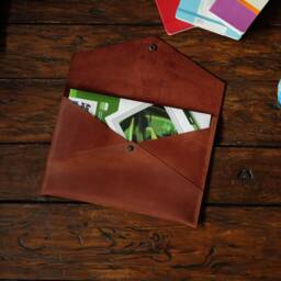 Handmade Leather A4 Document Folder, Personalized Office Envelope - thumbnail 3