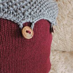 Knit Pillow Cushion Hand Knitted Throw Case Chunky Cover Red Sweater Cushion Decorative Handmade Rustic Home Decor - thumbnail 3