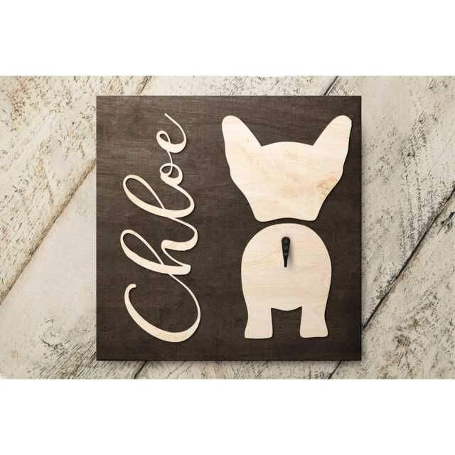 Personalized French Bulldog Hook, Wood Pet Name Sign For Dog Lovers, Birthday Gift Owner - image 1