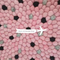 2.5 Feet Watermelon Handmade Pom Rug/Baby Nursery Room Or Dorm Decor - thumbnail 4