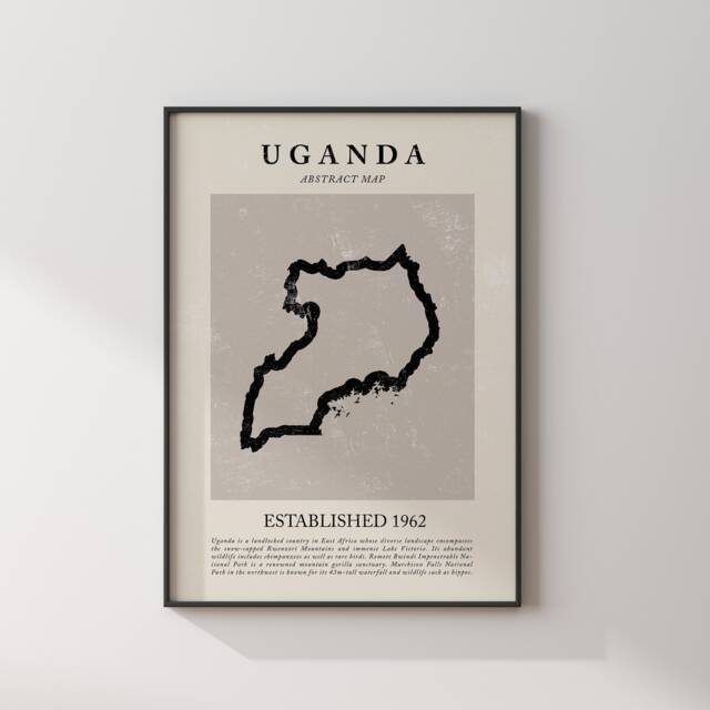 Abstract Uganda Map Vintage Wall Art Print Picasso + Matisse Inspired Travel Poster Oe - image 1