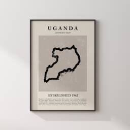 Abstract Uganda Map Vintage Wall Art Print Picasso + Matisse Inspired Travel Poster Oe - thumbnail 1