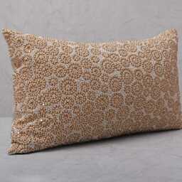 Handmade White & Gold Beaded Throw Pillow Cover, Luxury Accent - Bmcc062 - thumbnail 4