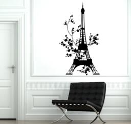 Wall Decal Paris France Eiffel Tower Flower Floral Vinyl Sticker 1839Dz - thumbnail 1