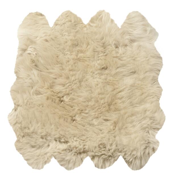 Large Oyster Neutral Rug . 8 Skin Luxury Sheepskin Rug, Genuine , Sofa Cover, Bed Cover. Xxl Beige Fluffyrug - image 1