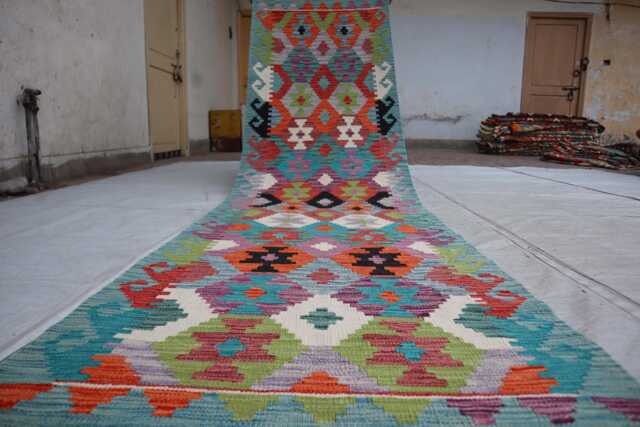 2'8x9'9 Ft Maimana Afghan Runner Rug, Handmade Kilim Stunning Flatweave Chubi Oriental Turkmen Rug Hallway - image 1
