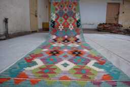 2'8x9'9 Ft Maimana Afghan Runner Rug, Handmade Kilim Stunning Flatweave Chubi Oriental Turkmen Rug Hallway - thumbnail 1