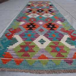 2'8x9'9 Ft Maimana Afghan Runner Rug, Handmade Kilim Stunning Flatweave Chubi Oriental Turkmen Rug Hallway - thumbnail 2
