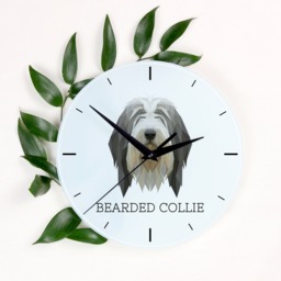 A Clock With A Bearded Collie Dog. New Collection The Geometric Dog