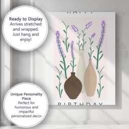 Minimalist Lavender Botanical Vase Arrangement Contemporary Print Canvas Wall Art Decor Picture Ready To Hang - thumbnail 3