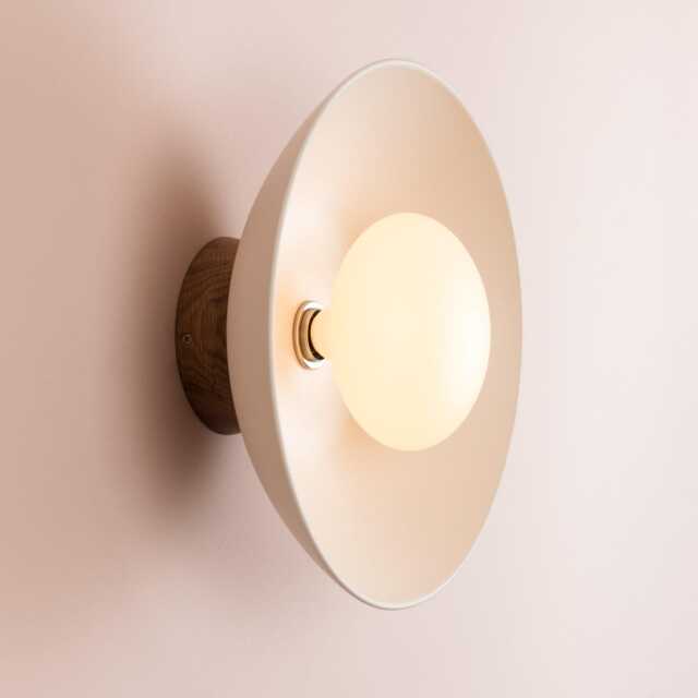 White Dawn Wall Light Sconce in Ceramic & Oak - image 1