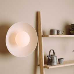 White Dawn Wall Light Sconce in Ceramic & Oak - thumbnail 2